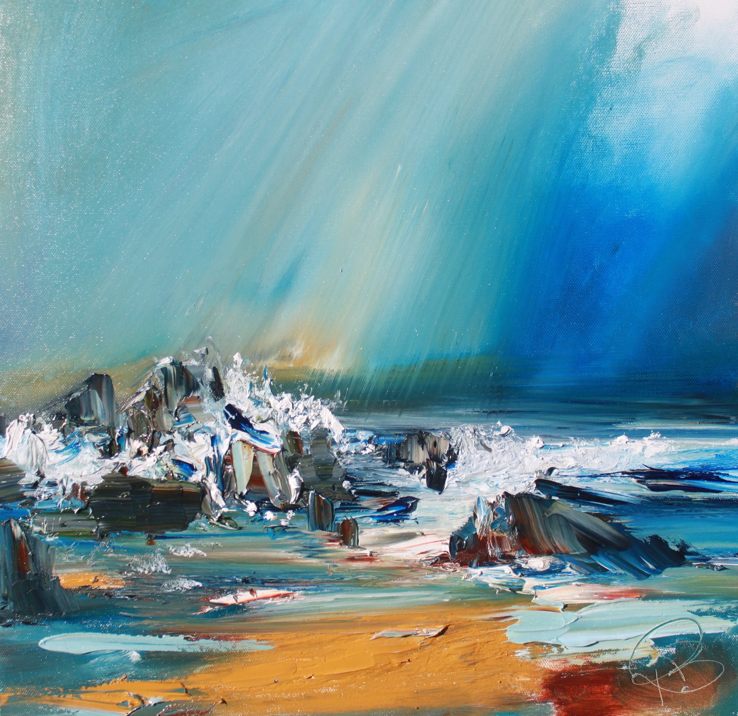 'Wave Drenched Rocks' by artist Rosanne Barr